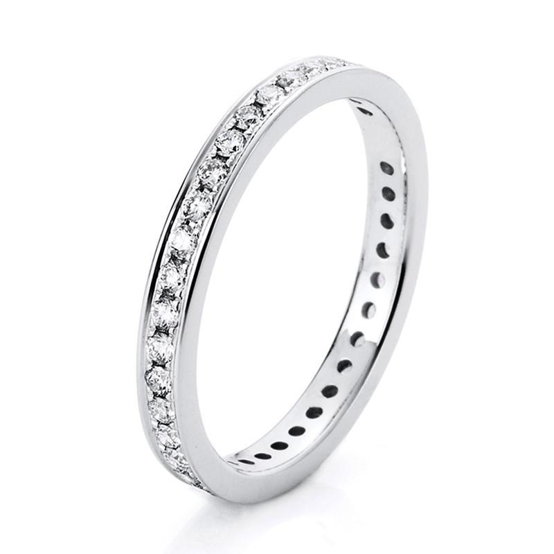 MUAU Schmuck  Mémoire-Ring 585/14K Weissgold Diamant 0.5ct. 