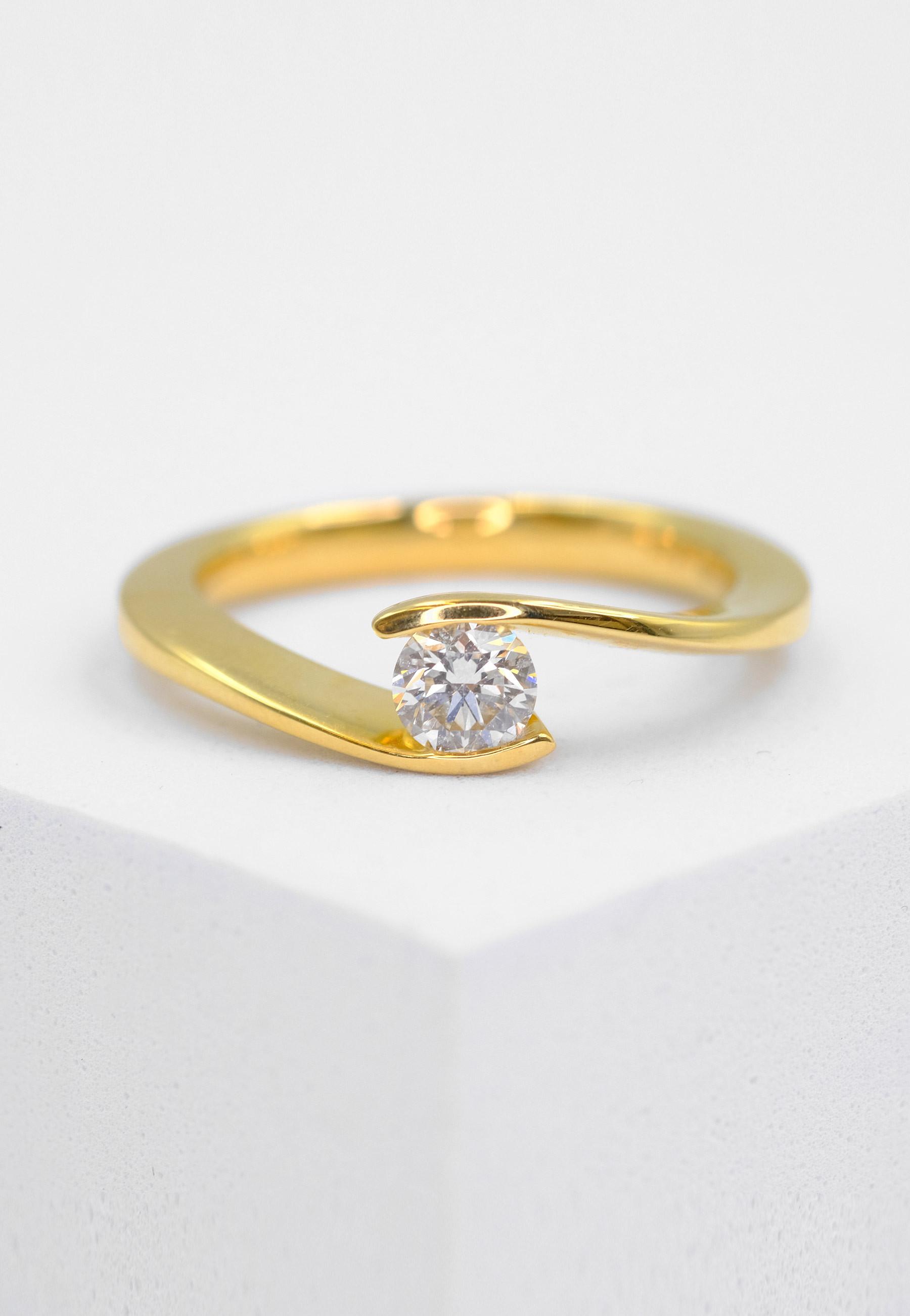 MUAU Schmuck  Bague Solitaire Diamant 0.40ct. or jaune 750 