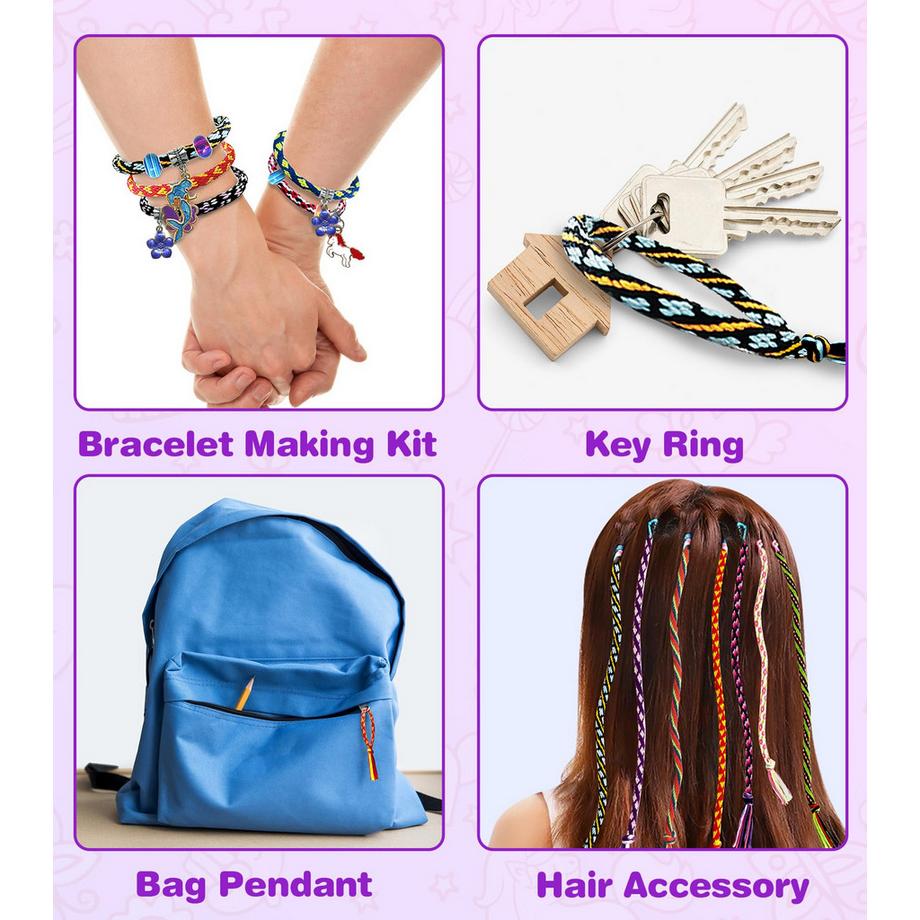 Activity-board  Freundschaftsarmbänder Bastelset Garnbündel und 6 geflochtene Karten, Freundschaftsarmbänder Basteln 