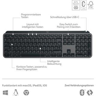 Logitech  Tastatur MX Keys S Plus CH-Layout mit Handgelenkauflage 