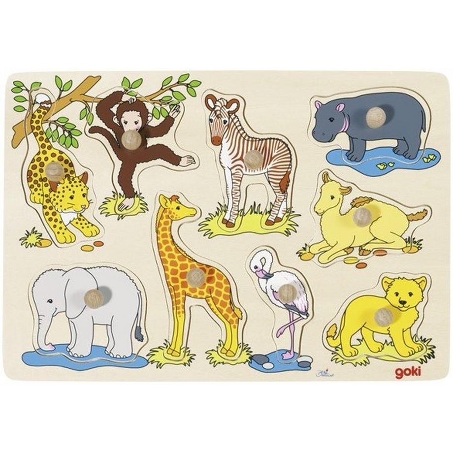 goki  Puzzle Afrikanische Tierkinder (9Teile) 
