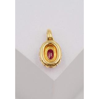 MUAU Schmuck  Anhänger Gelbgold 750 Rubin 0.68ct. Brillanten 0.22ct. 16x8mm 