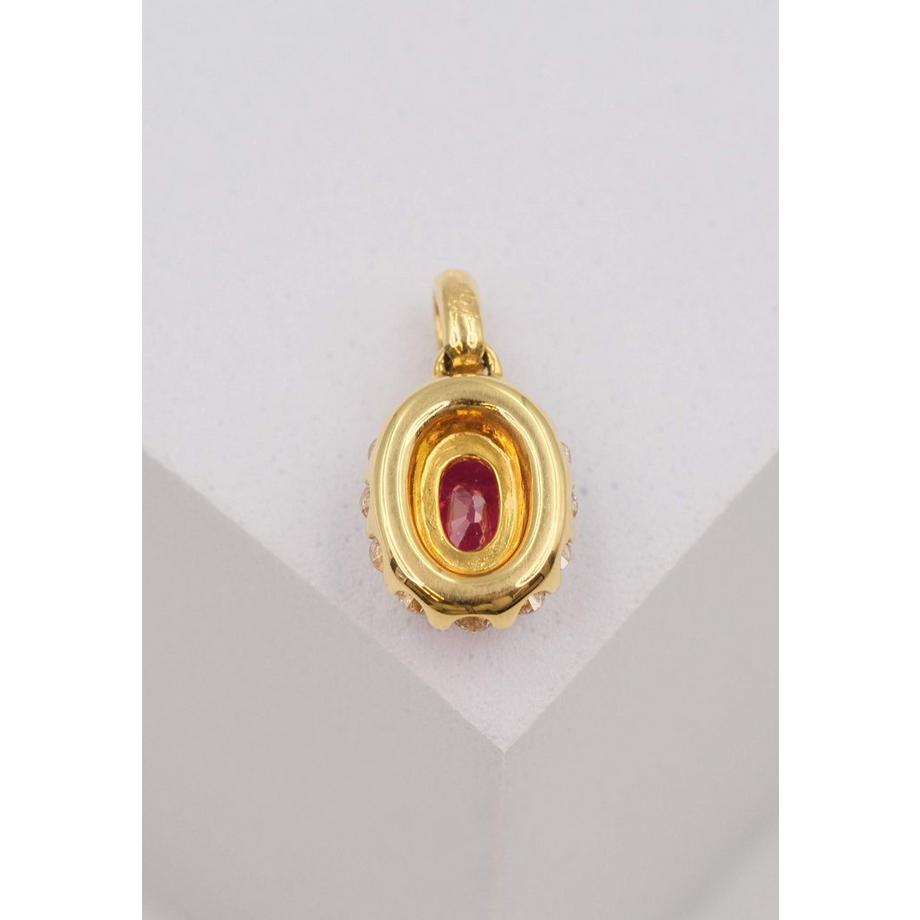 MUAU Schmuck  Anhänger Gelbgold 750 Rubin 0.68ct. Brillanten 0.22ct. 16x8mm 