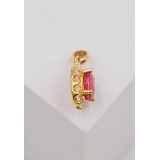 MUAU Schmuck  Anhänger Gelbgold 750 Rubin 0.68ct. Brillanten 0.22ct. 16x8mm 