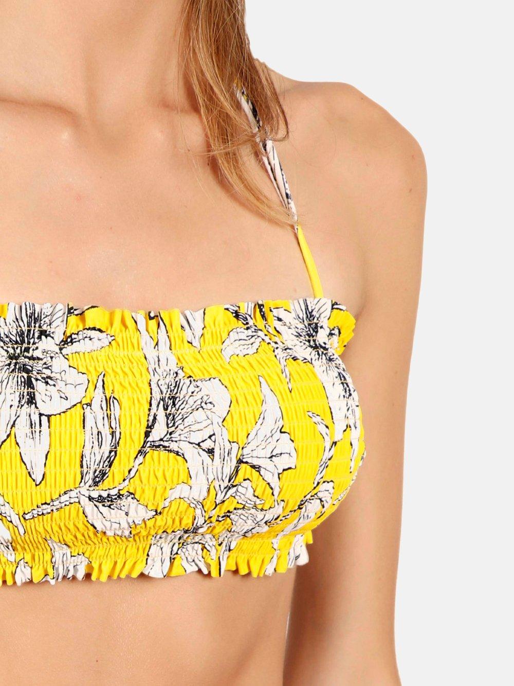 Admas  Ensemble 2 pièces bikini bandeau Yellow Flowers 