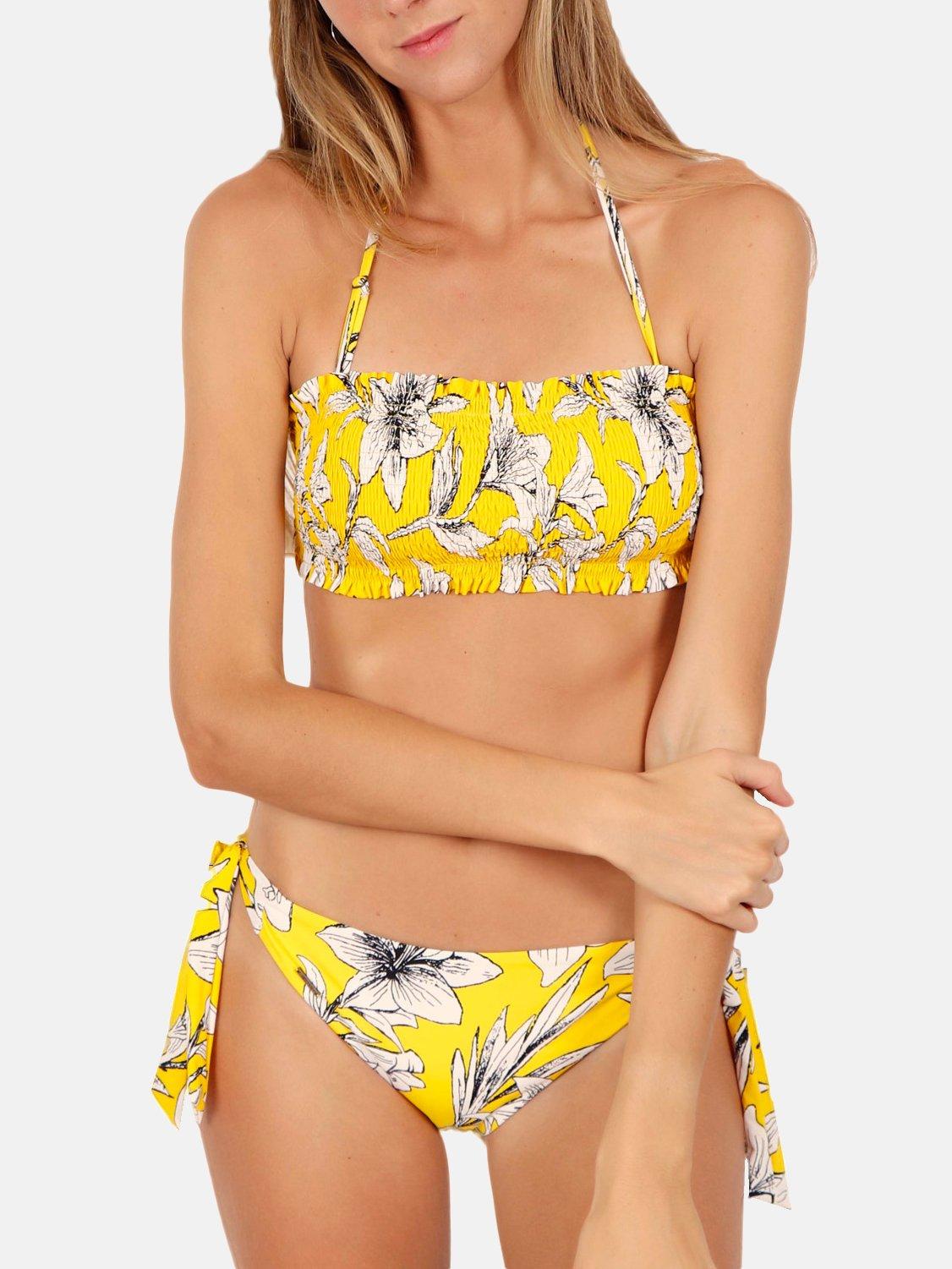 Admas  2-teiliges Bandeau-Bikini-Set Yellow Flowers 