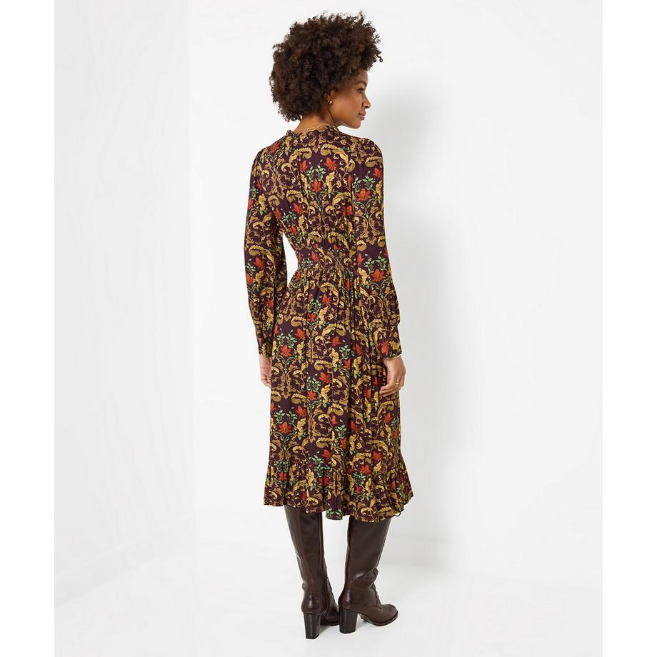 Joe Browns Élégante Robe Mi-Longue en Jersey à Manches Longues Motif Feuilles  
