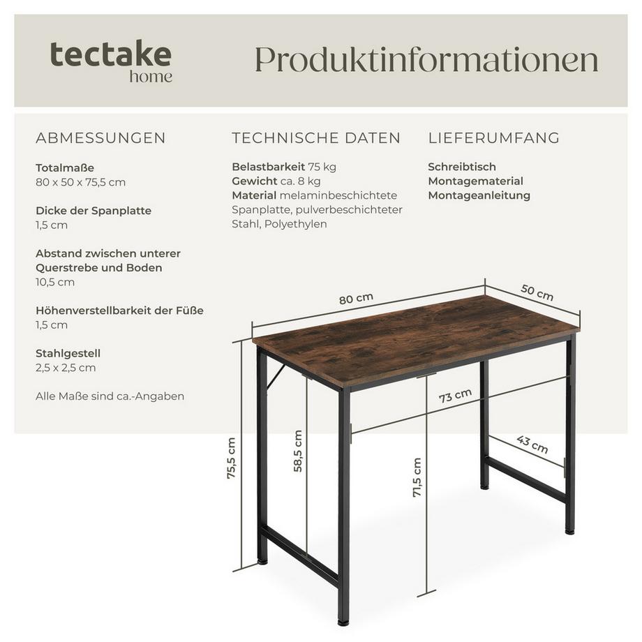 Tectake Bureau JENKINS Style industriel  
