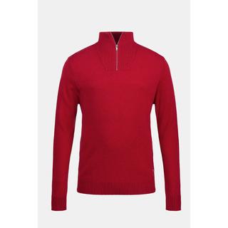 JP1880  Pullover polo con collo alto, zip e più filati 