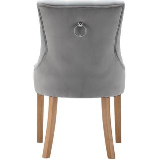 mutoni Set sedia velluto hevea legno grigio chiaro (2 pezzi)  