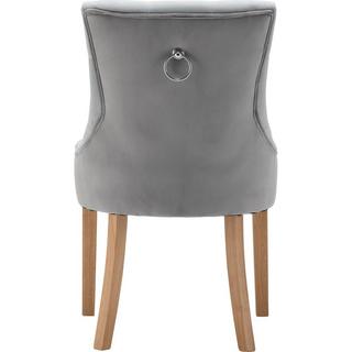 mutoni Ensemble de chaises velours bois d'hévéa gris clair (2 pièces)  