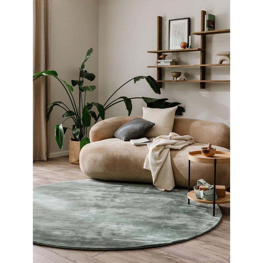 Benuta Tappeto in viscosa Rotondo Nela Verde chiaro  