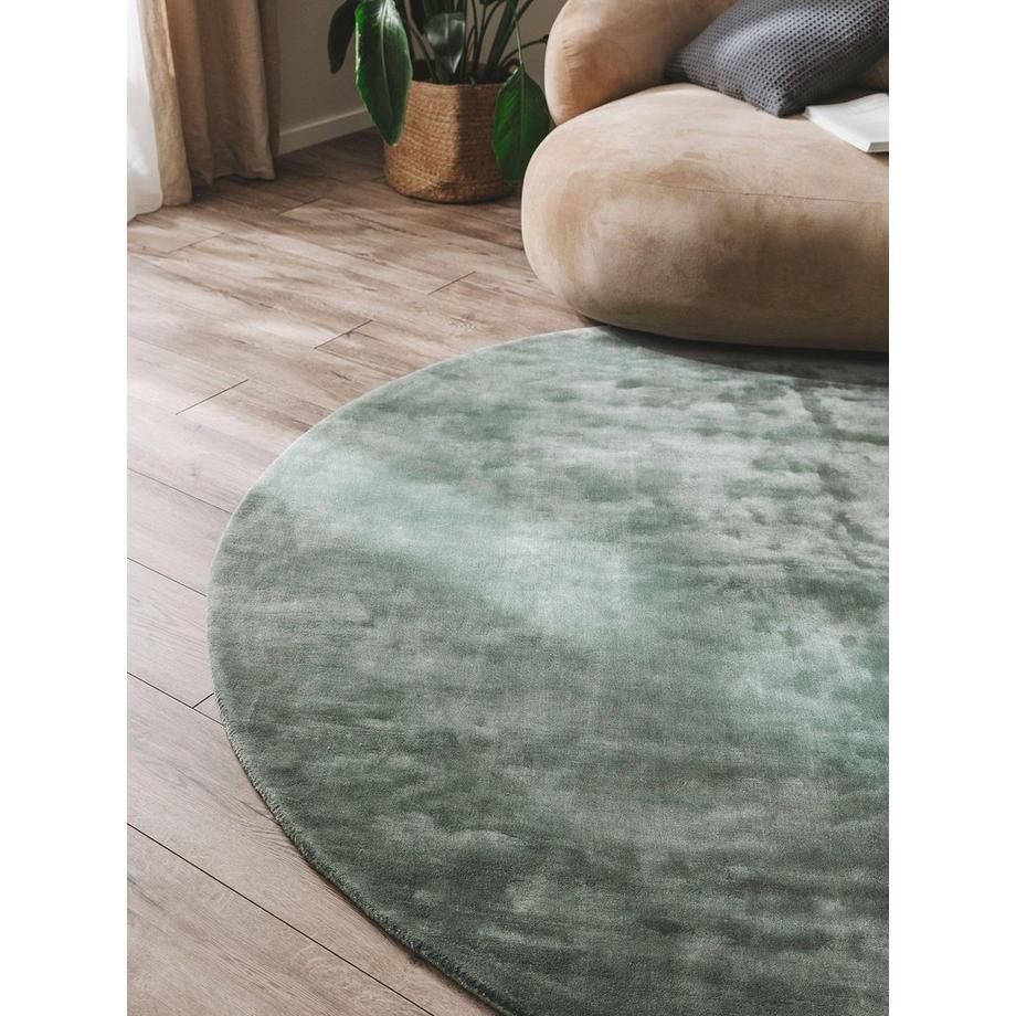 Benuta Tappeto in viscosa Rotondo Nela Verde chiaro  