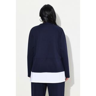 Ulla Popken Sweat-shirt Empiècement Blouse Col V Manches Longues  