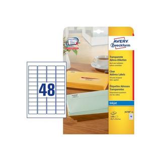 Avery-Zweckform AVERY ZWECKFORM Etiketten 45,7x21,2mm J4720-25 transparent 1200 Stück  