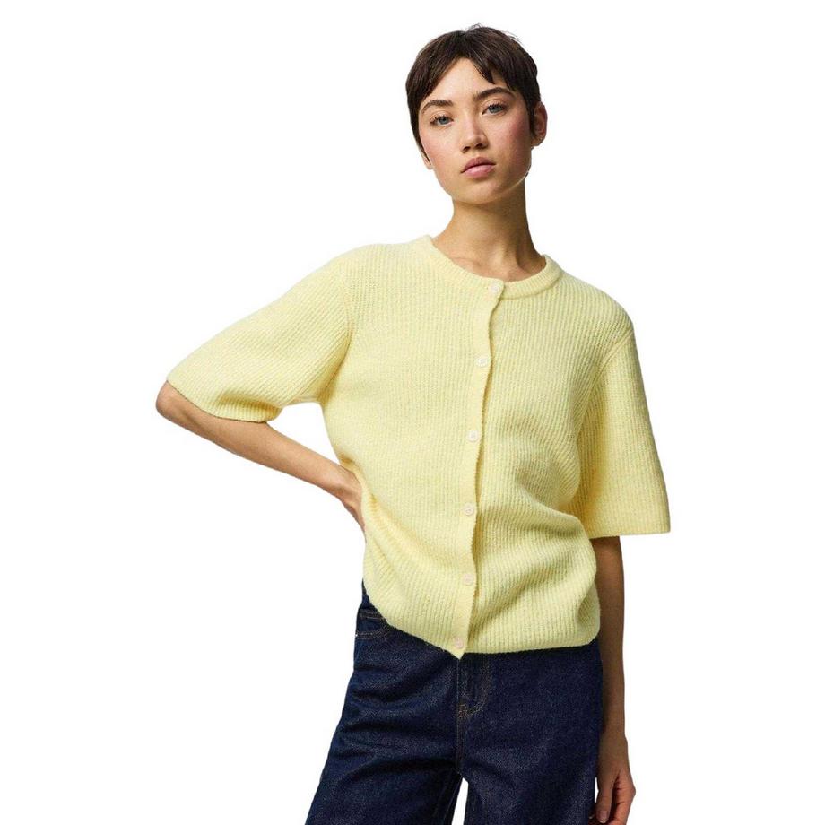 PIECES Cardigan Tricot Côtelé Manches Courtes  