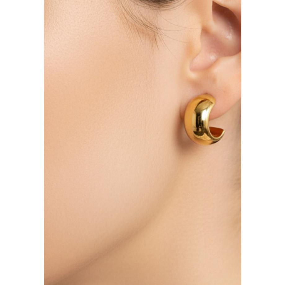 Maxte  Breite Halbe Creolen/Ohrstecker aus Edelstahl in farbe 