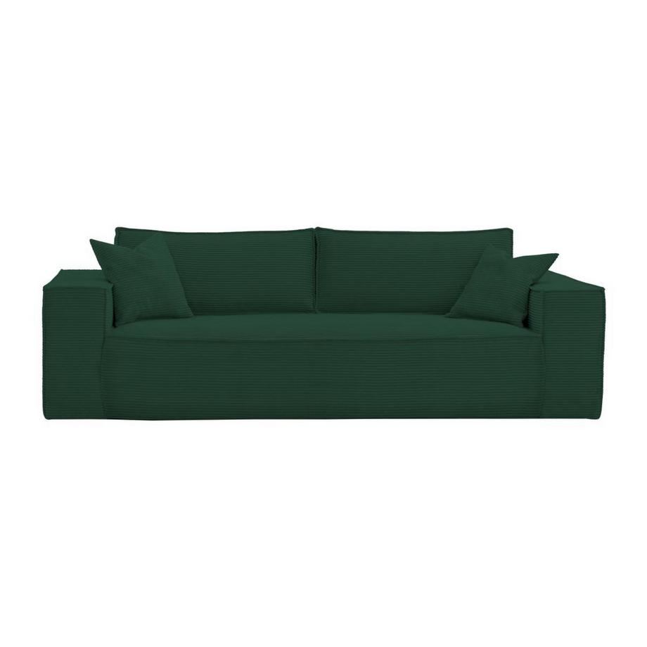 PASCAL MORABITO Canapé 4 places convertible express en velours côtelé vert sapin - Couchage 160 cm - Matelas 14 cm avec mémoire de forme - AMELIA  
