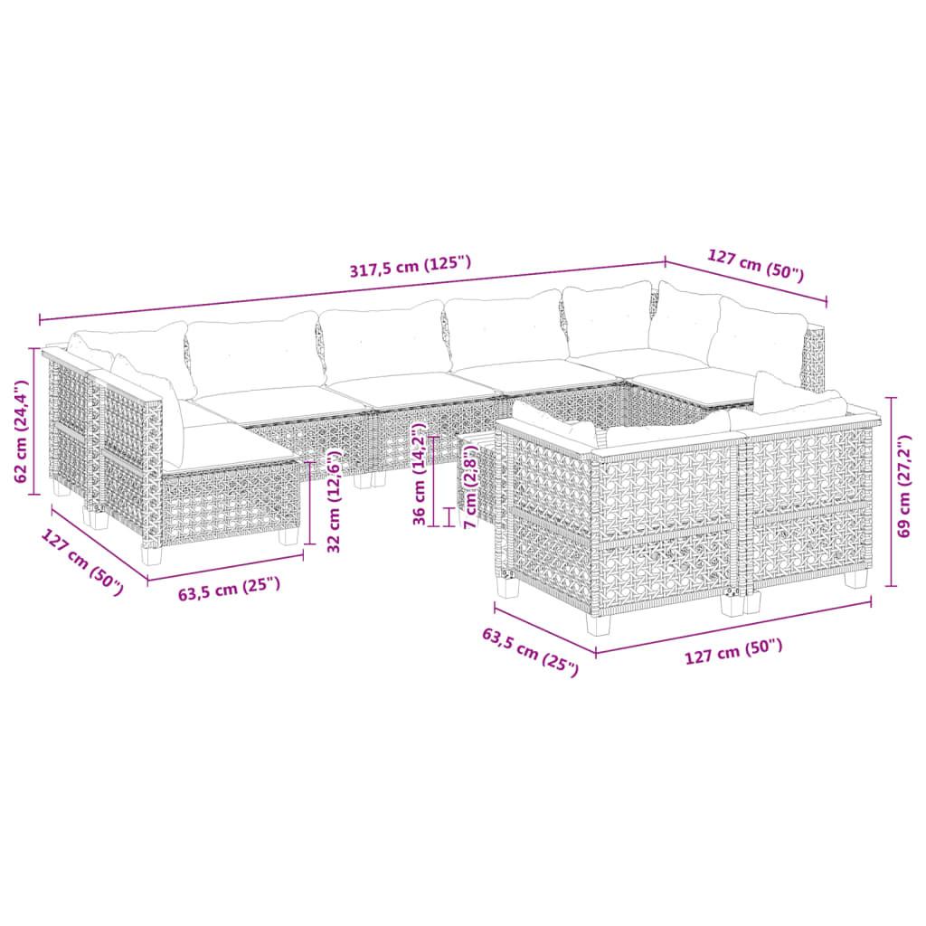 VidaXL set divano da giardino Polirattan  