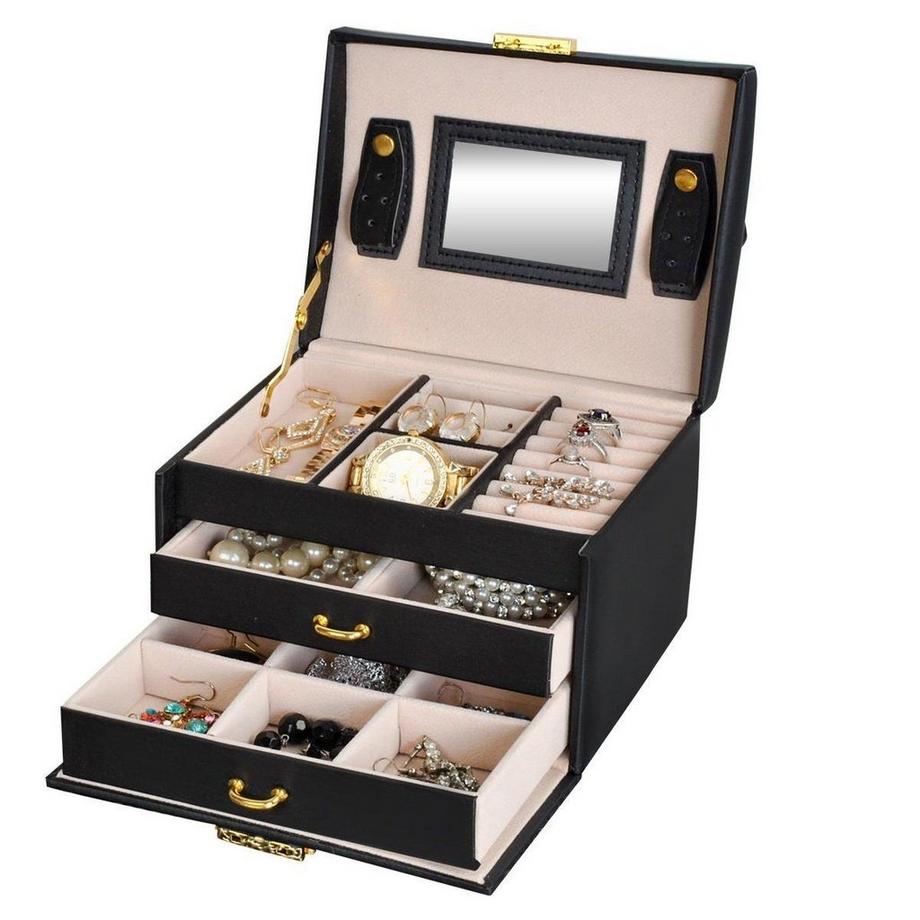 Northix  Großes Schmuckkästchen in mehreren Ebenen - Schwarz 