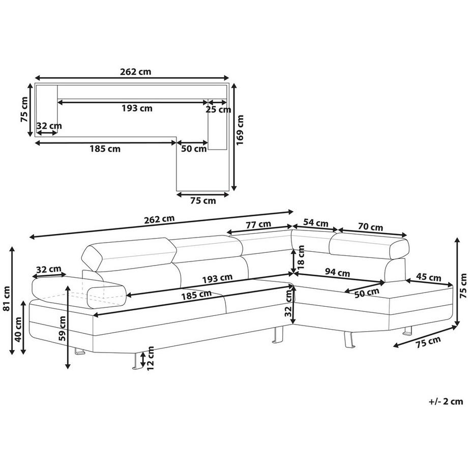 Beliani Canapé d'angle en Tissu  NORREA  