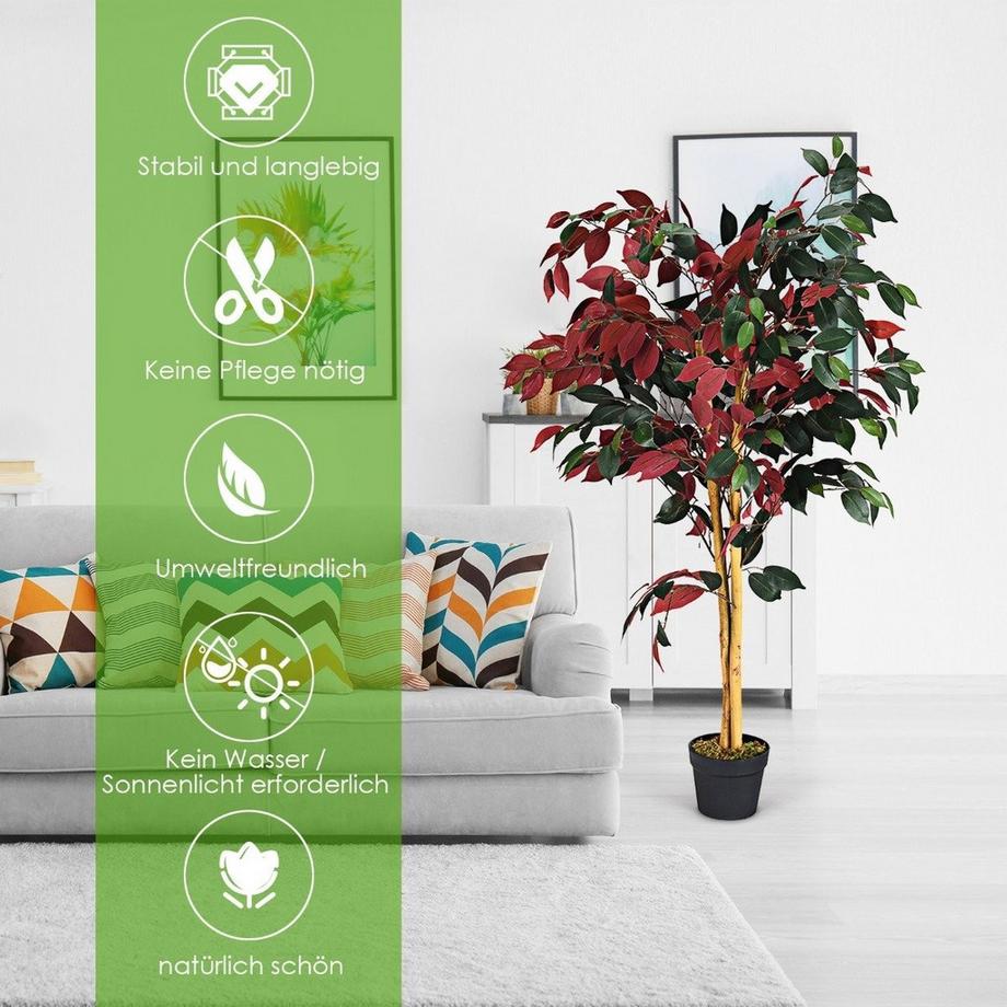 Northix  120 cm Großer Grüner Ficus-Baum im Topf Künstlicher Baum Realistische Grünpflanzen 