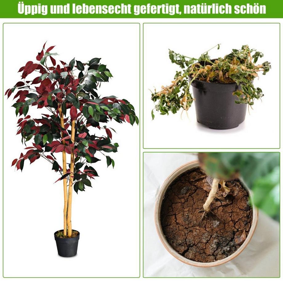 Northix  120 cm Großer Grüner Ficus-Baum im Topf Künstlicher Baum Realistische Grünpflanzen 