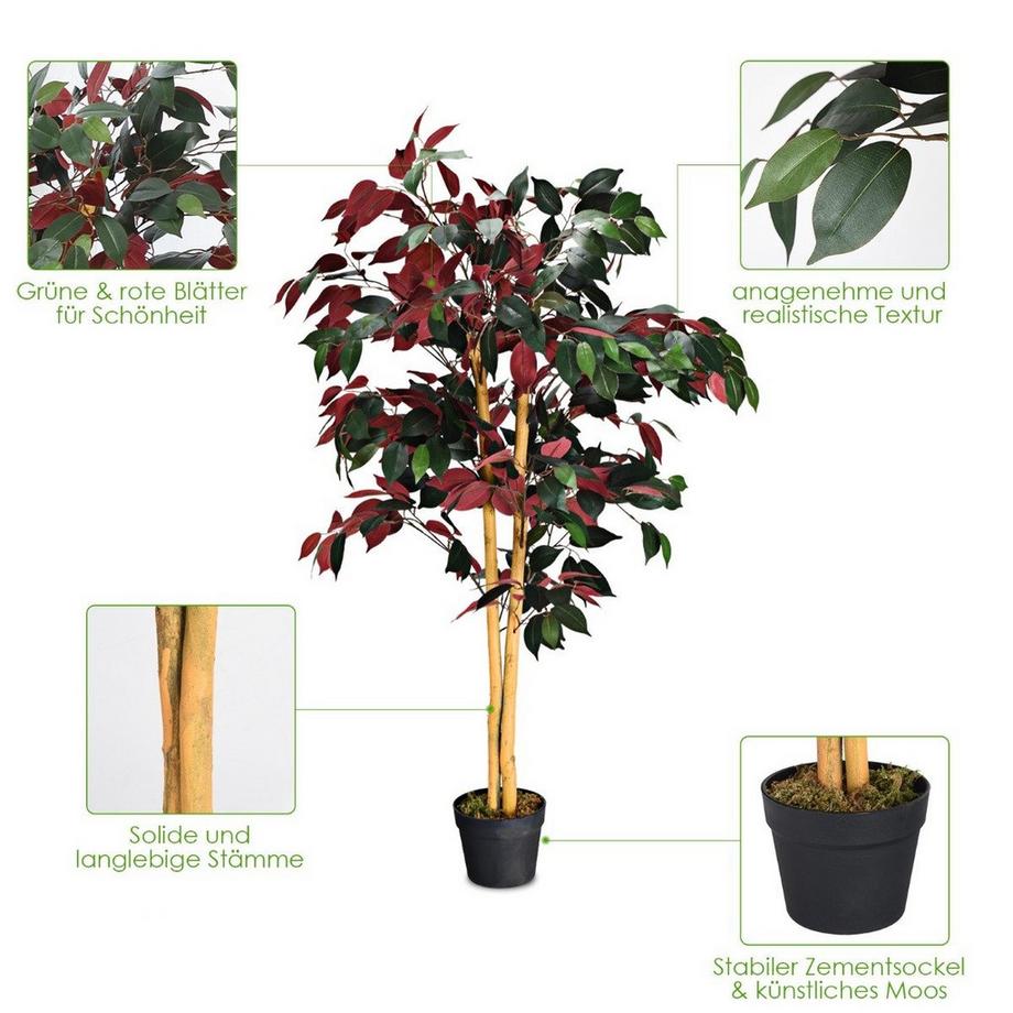 Northix  120 cm Großer Grüner Ficus-Baum im Topf Künstlicher Baum Realistische Grünpflanzen 