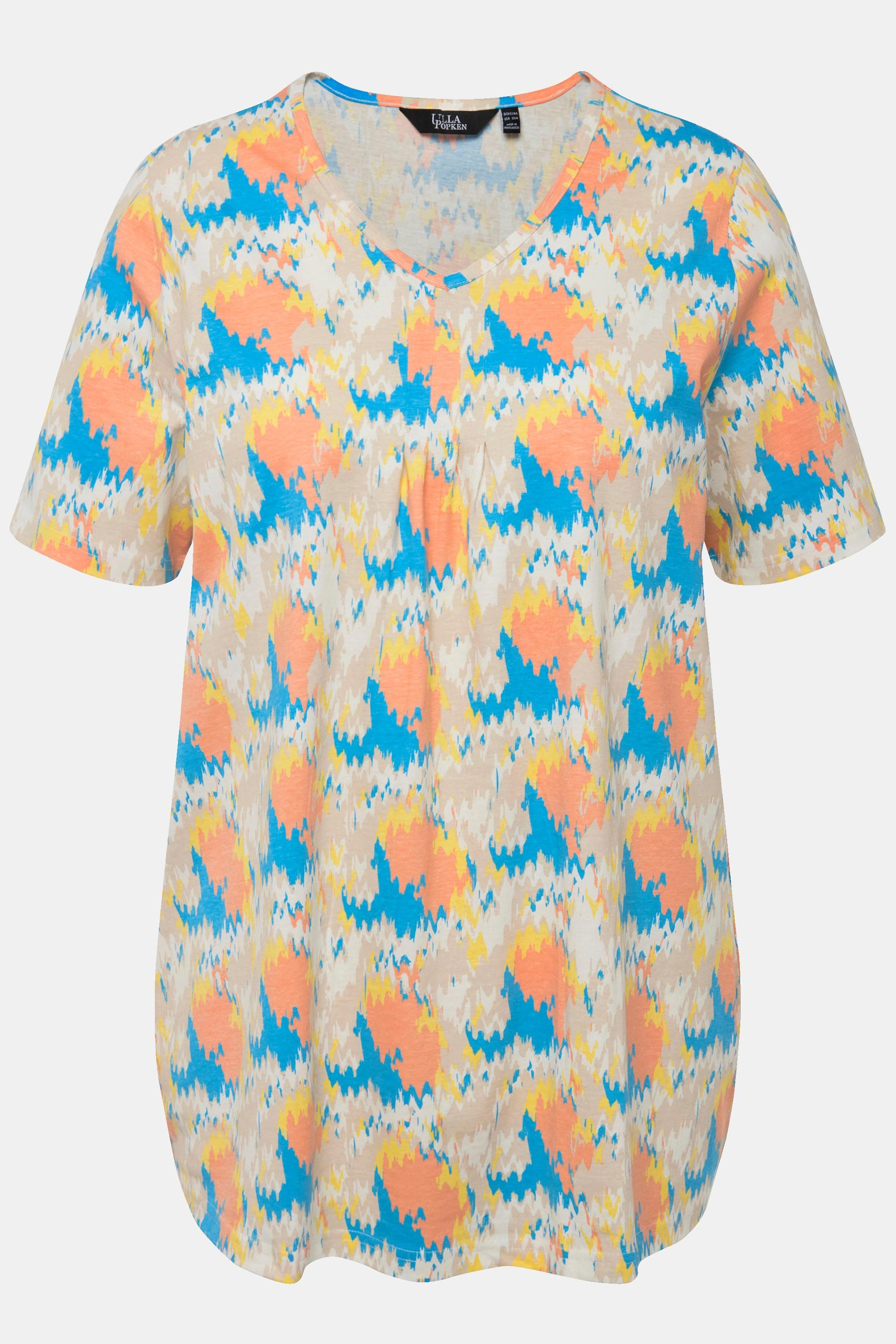 Ulla Popken T-shirt Pieghe Decorative Linea A Scollo V Mezza Manica  