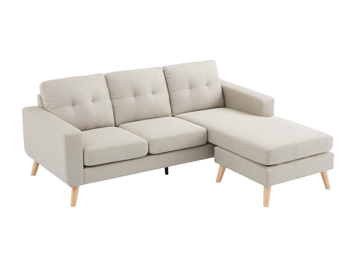 Vente-unique Divano angolare reversibile in Tessuto Beige - BARTOLOME  