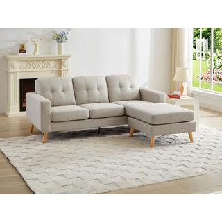 Vente-unique Ecksofa - Ecke wechselbar - Stoff - Beige - BARTOLOME  