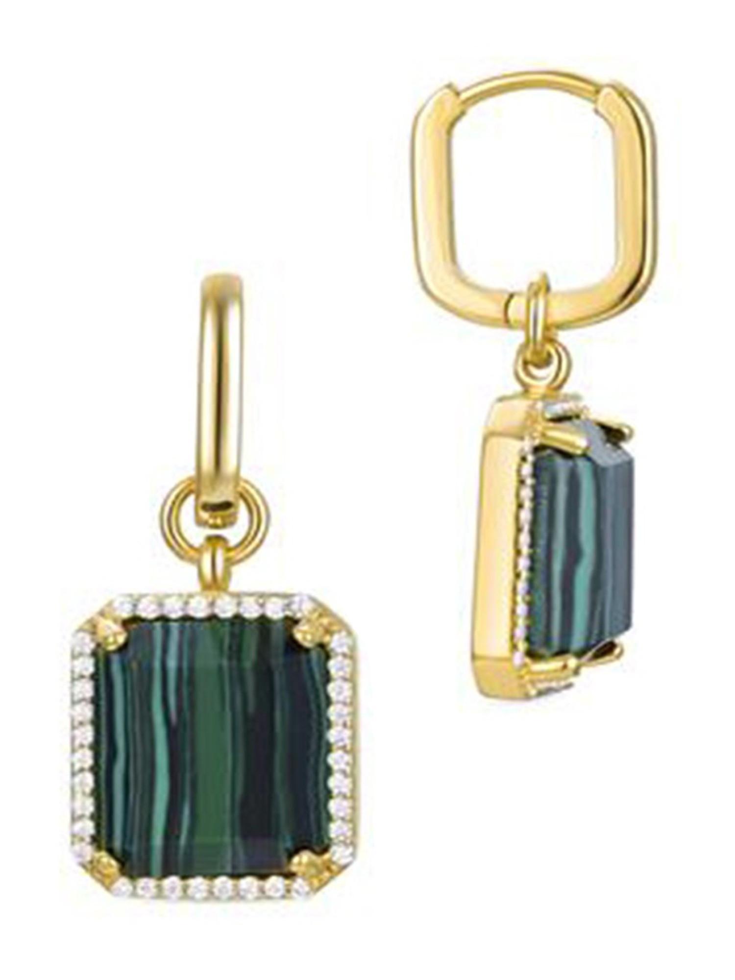 Luxenter  Orecchini Luxenter in argento 925 con malachite rifinita in oro giallo 18 carati - Kakan 