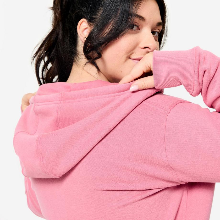 DOMYOS  Fitness-Sweatshirt aus Fleece mit Zipper , altrosa 