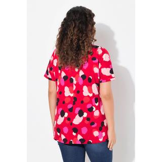 Ulla Popken  T-shirt dal taglio oversize con pallini, scollo a girocollo e mezze maniche 