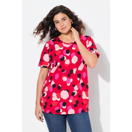 Ulla Popken  T-shirt dal taglio oversize con pallini, scollo a girocollo e mezze maniche 