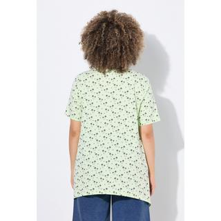 Ulla Popken T-Shirt Imprimé Palmiers Coupe Évasée Encolure V Manches Courtes  