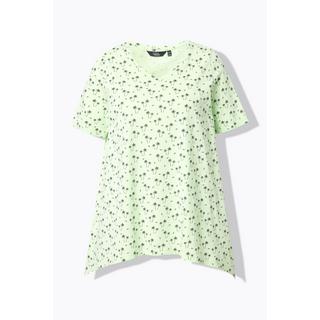 Ulla Popken T-Shirt Imprimé Palmiers Coupe Évasée Encolure V Manches Courtes  