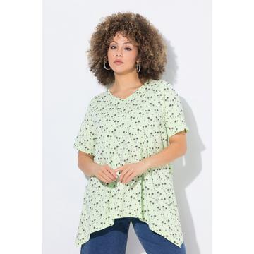 T-shirt, imprimé palmiers. Encolure V et manches courtes. Coupe évasée