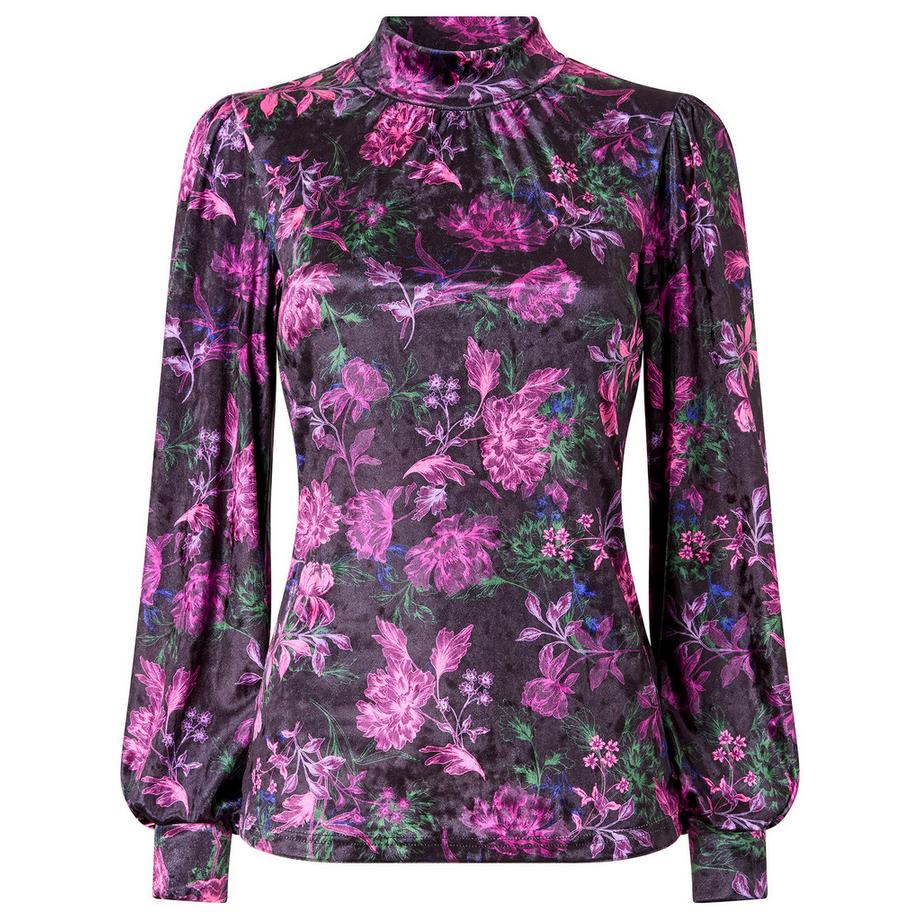 Joe Browns Top in velluto stampa floreale collo alto  