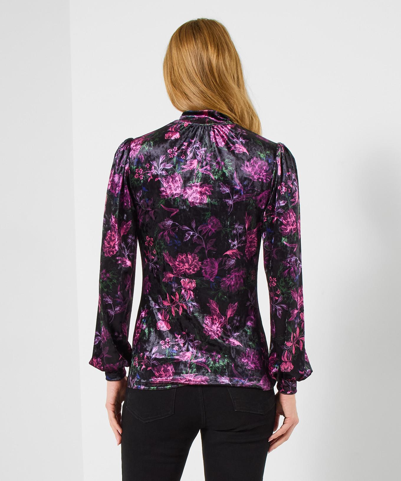 Joe Browns Velours Top Blumenprint Hoher Kragen  