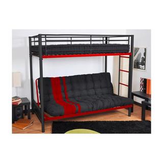 Vente-unique Futon speciale divano letto 1x Nero e rosso MODULO  