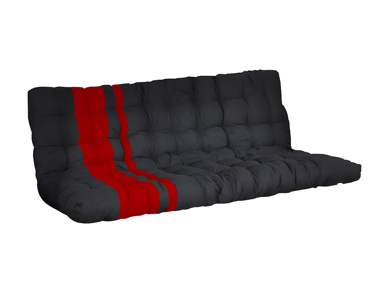 Vente-unique Futon speciale divano letto 1x Nero e rosso MODULO  