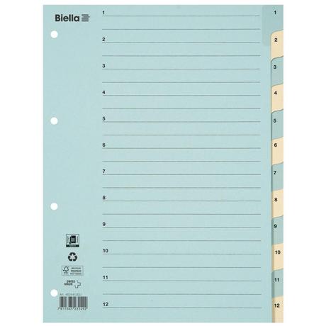 Biella  Répertoire en carton onglets renforcés, 1-12 - x 25 