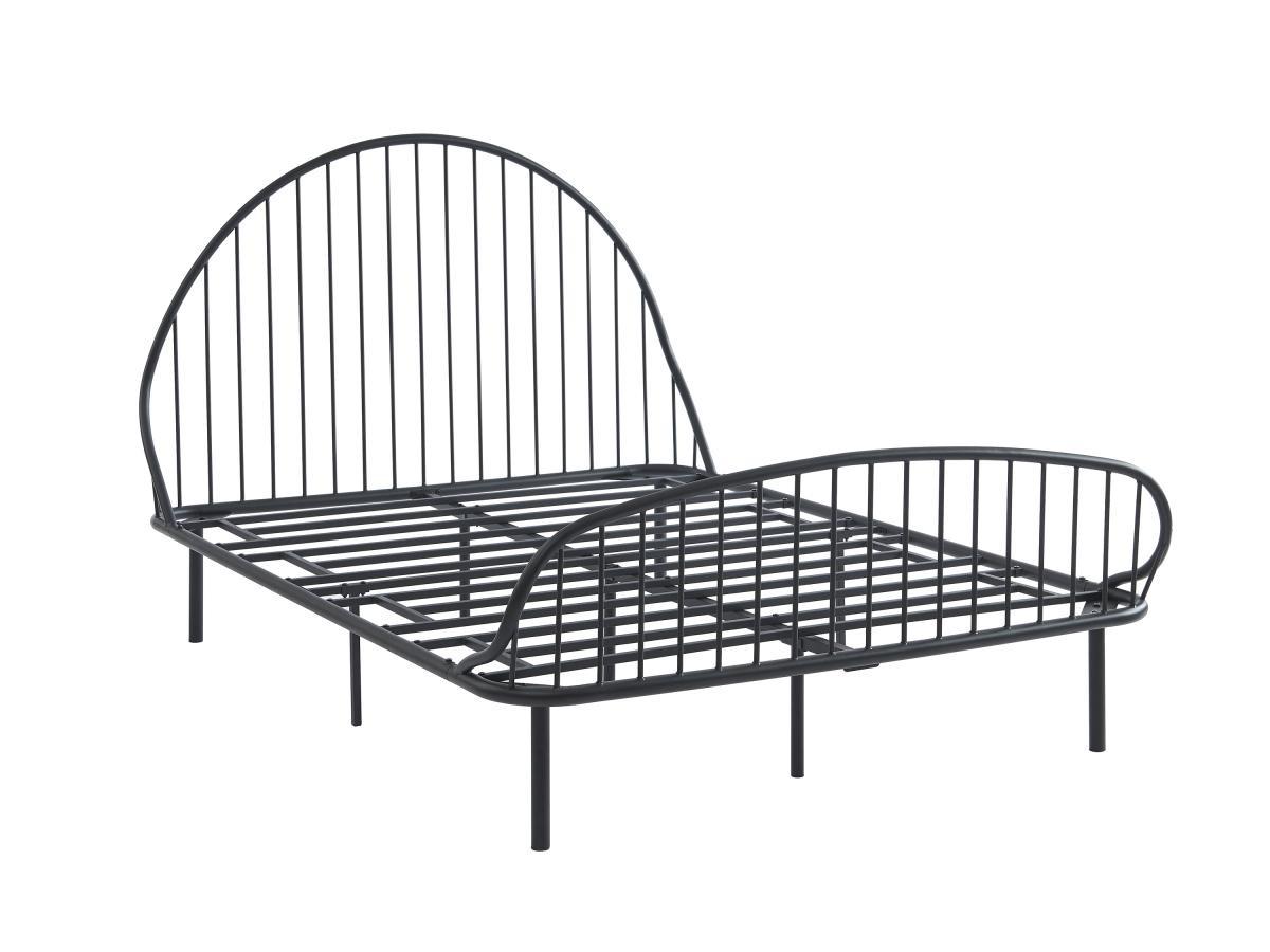Vente-unique Bett - 140 x 190 cm - Metall - Schwarz - ISELIA  