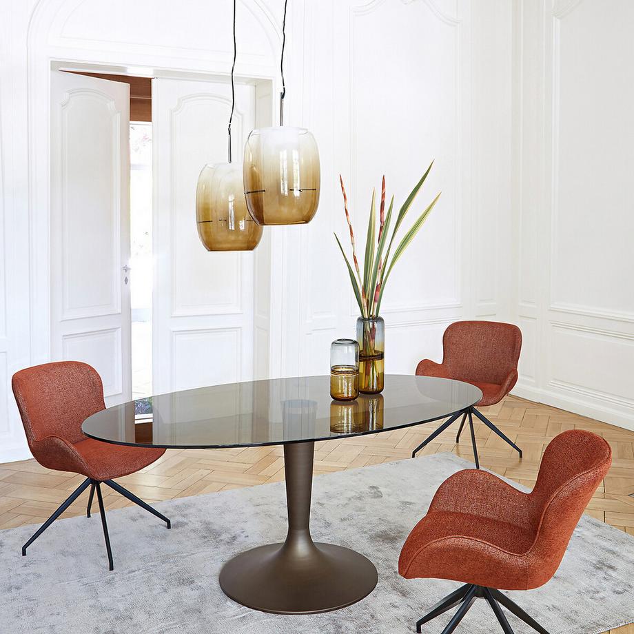 AM.PM Table plateau ellipse verre fumé  