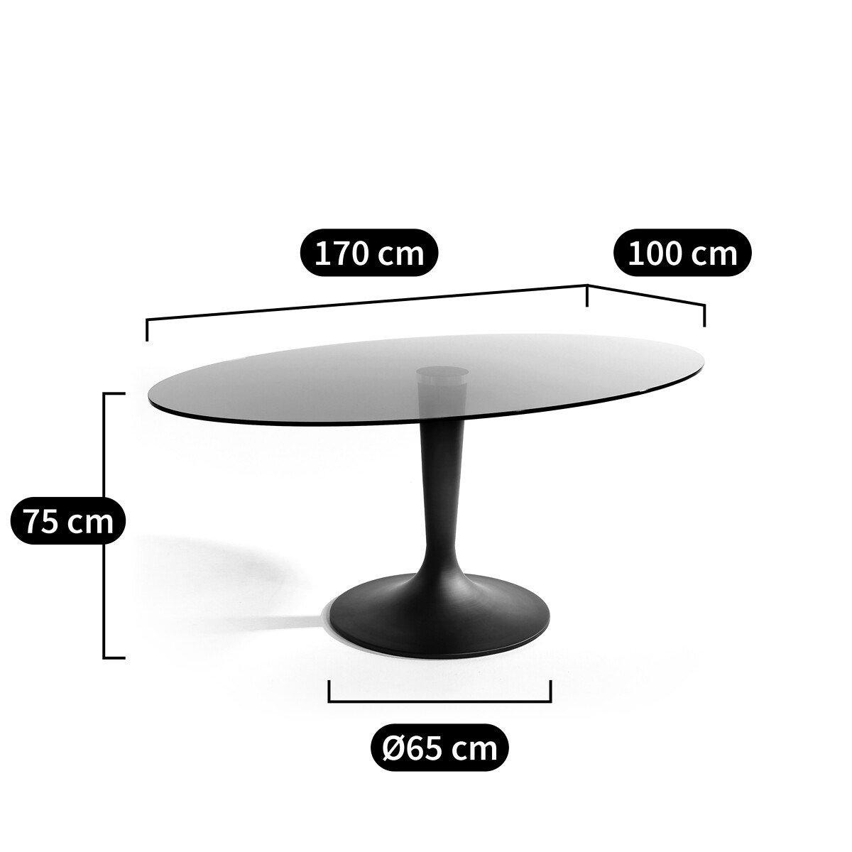 AM.PM Table plateau ellipse verre fumé  