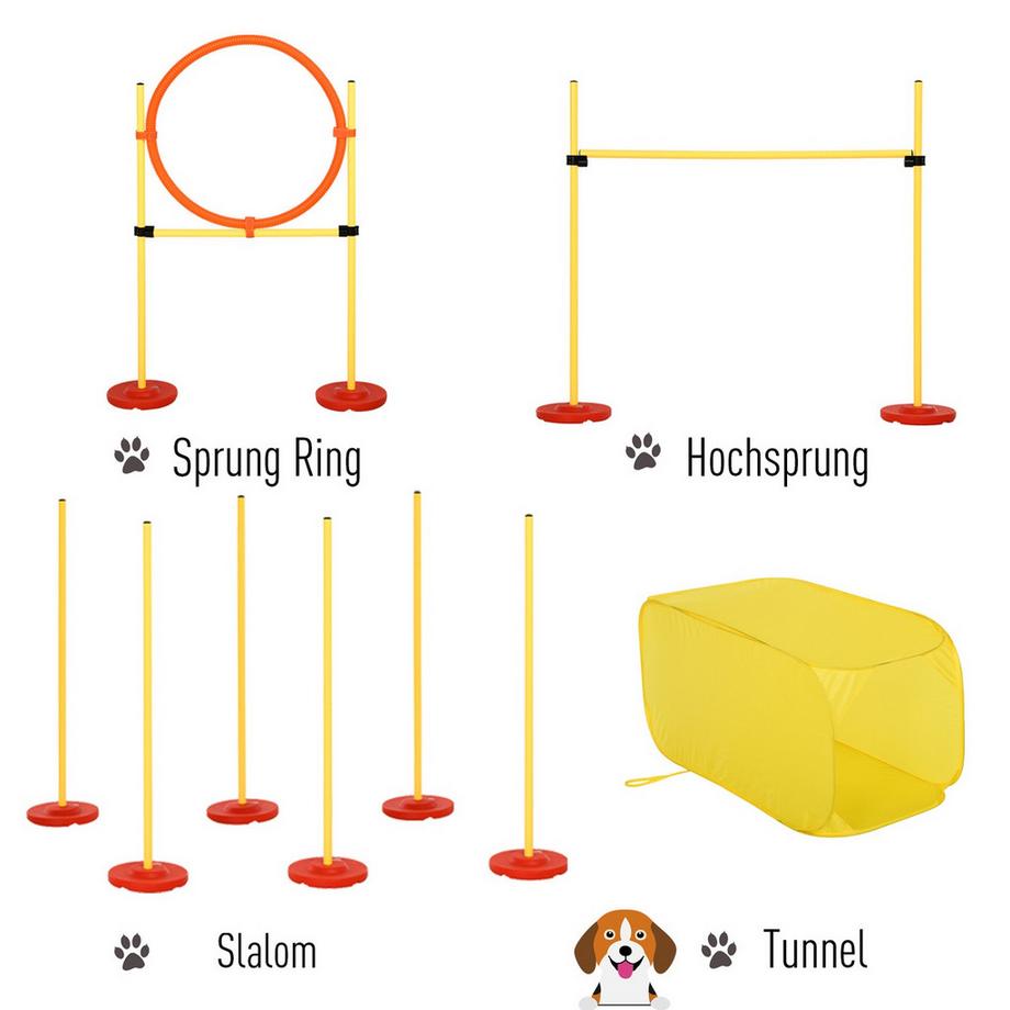 Northio  Hunde Agility Hürden Set, Hundetrainings-Set, Hindernislauf, Kunststoff, Polyester, Gelb, 128 X 23 X 9-100 Cm 