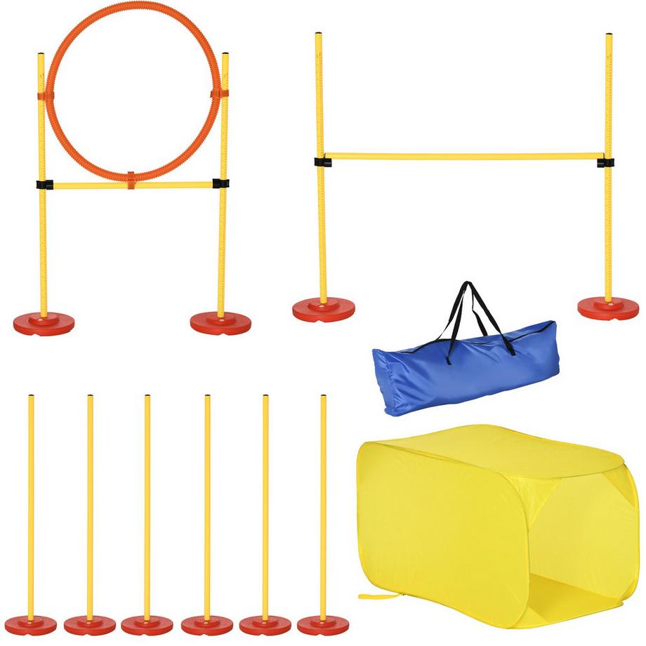 Northio  Hunde Agility Hürden Set, Hundetrainings-Set, Hindernislauf, Kunststoff, Polyester, Gelb, 128 X 23 X 9-100 Cm 