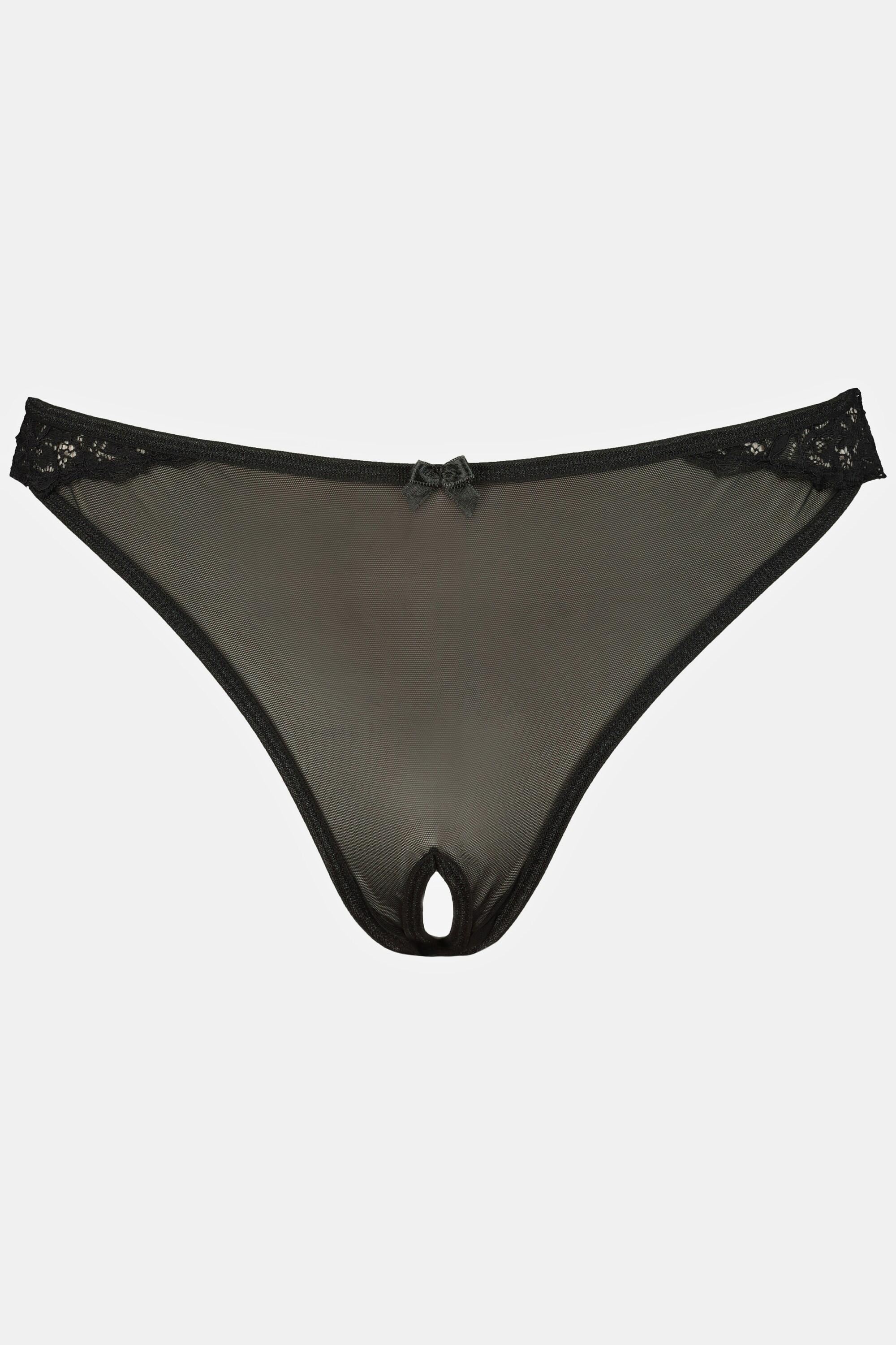 Ulla Popken  String en dentelle et mesh, ouverture 