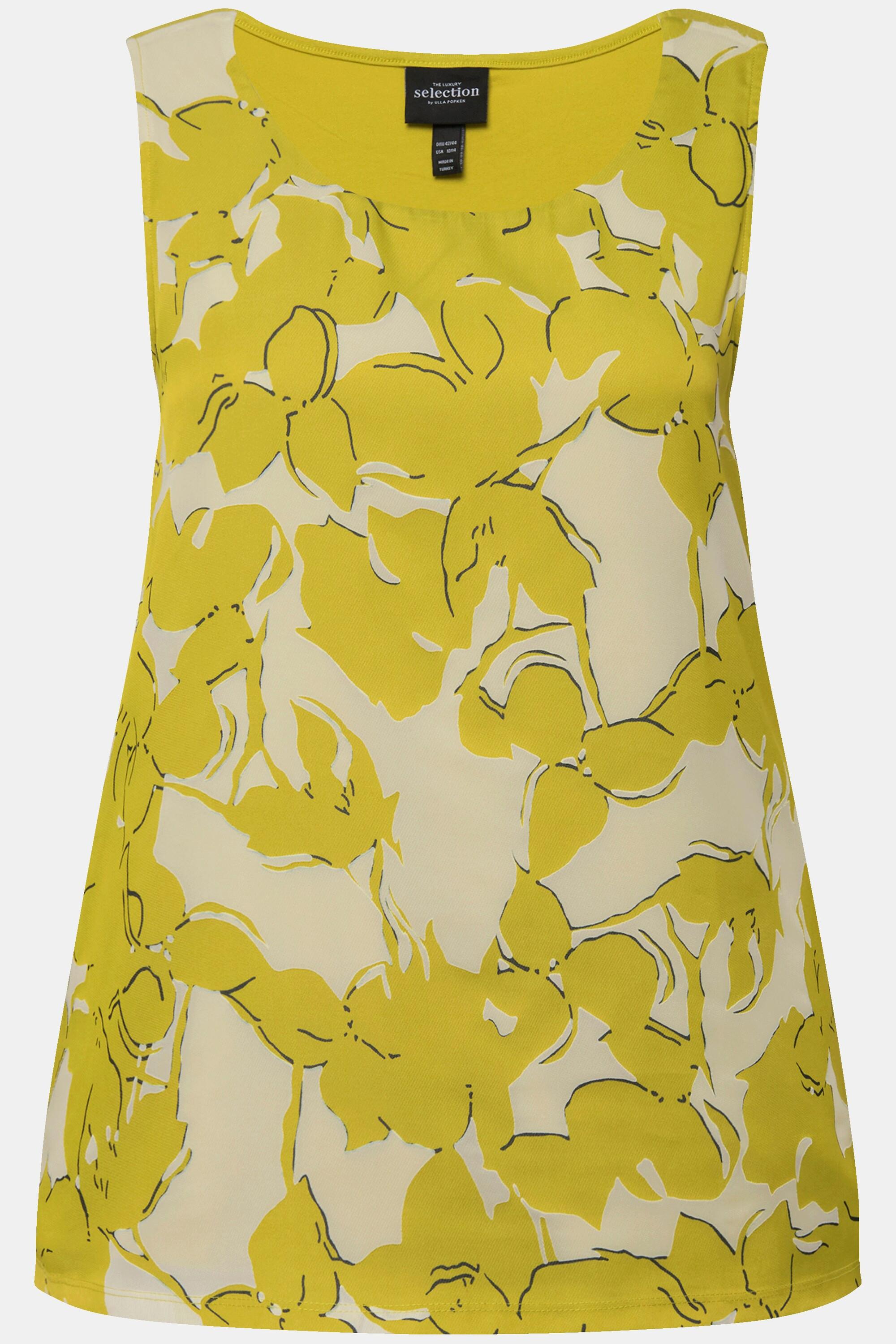 Ulla Popken Ausbrenner A-Linie Rundhals Ärmelloses Blusentop  